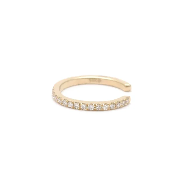 Gold Pave Diamond Ear Cuff 14K