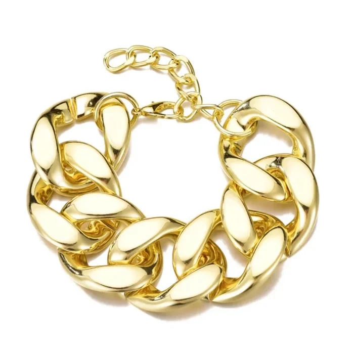 Gold Plated Lightweight Chunky Curb Chain Bracelet