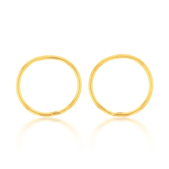 Gold Plated Sterling Silver 13mm Plain Sleeper Earrings