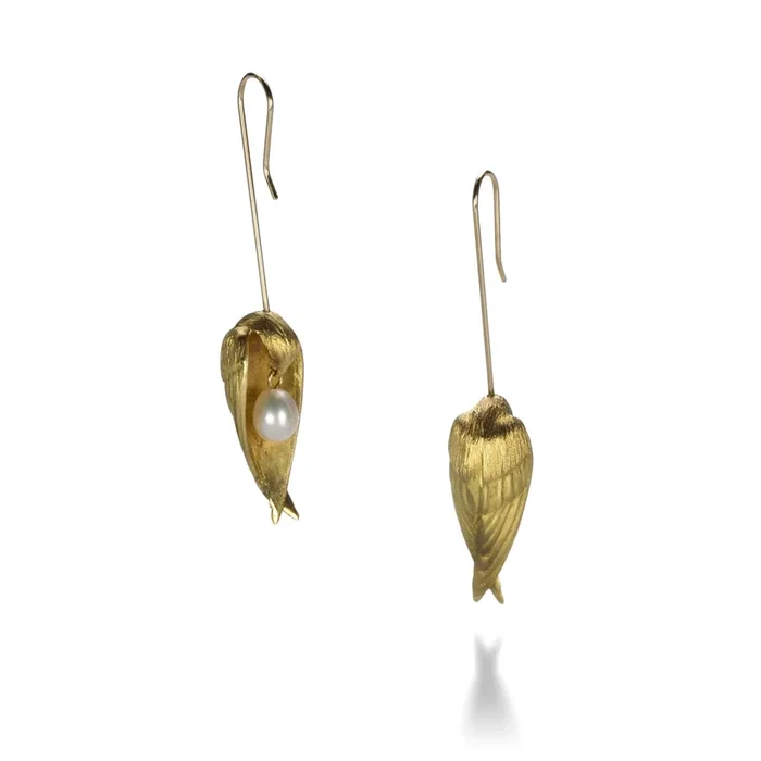 Gold Sleeping Bird Earrings