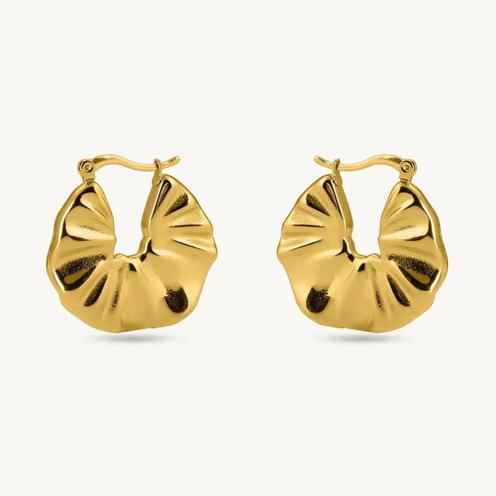 Gold Textured Creole Hoop Earrings