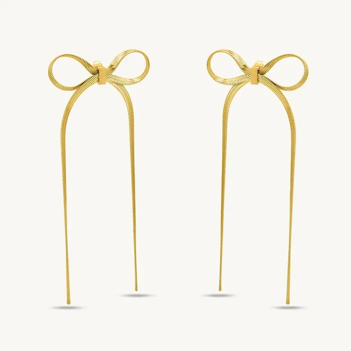 Golden Bows Drop Earrings