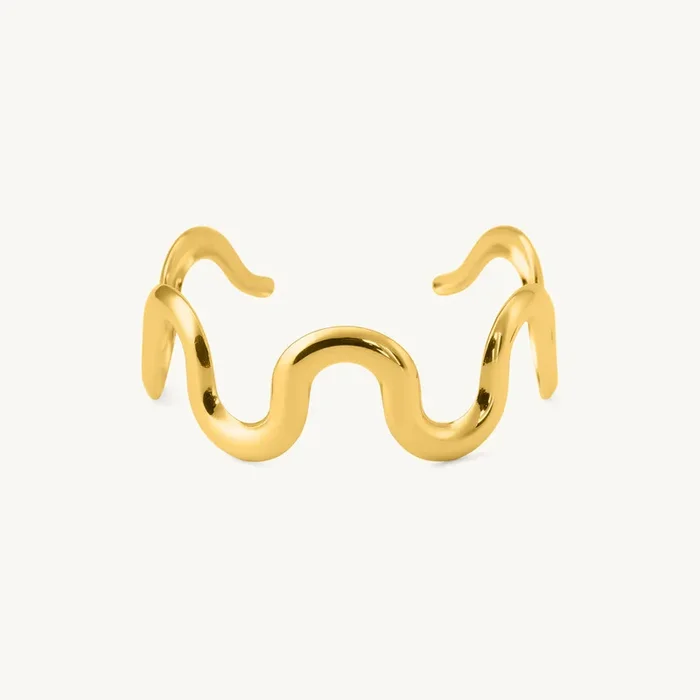 Golden Wave Sculpt Cuff Bracelet
