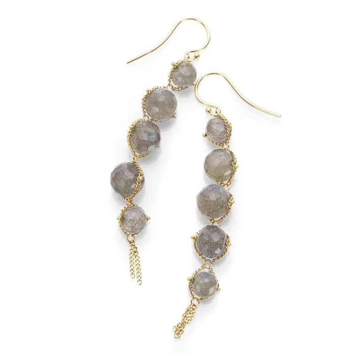 Graduated Labradorite Textile Earrings