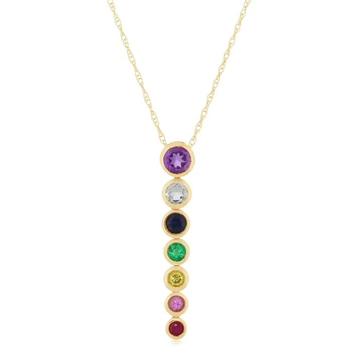 Graduated Multi Color Sapphire Drop Necklace