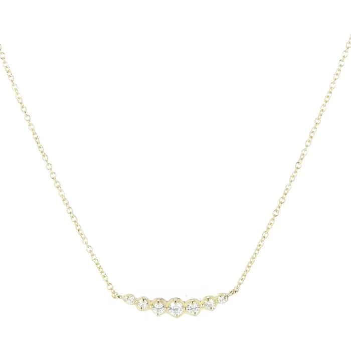 Graduated White Diamond Pendant Necklace