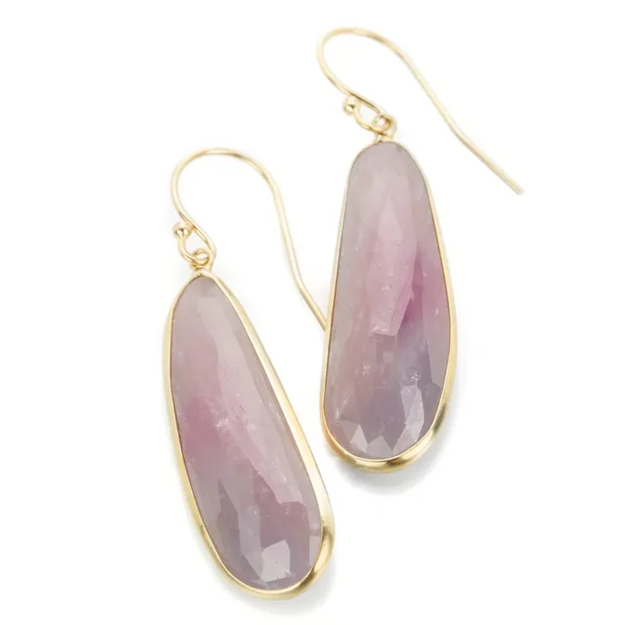 Gray and Pink Sapphire Drop Earrings