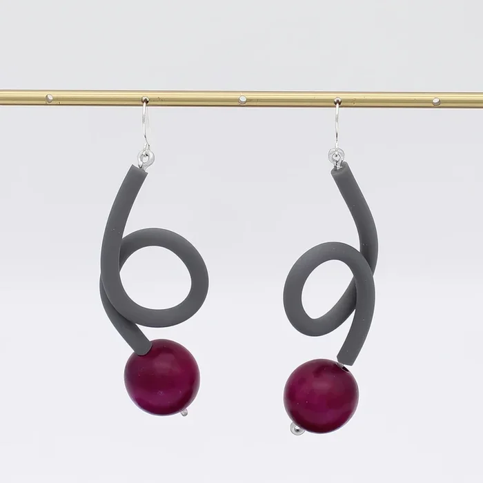 Gray and Purple Mira Loop Earring