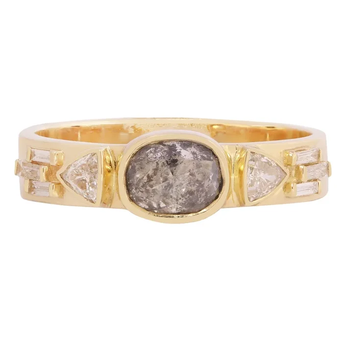 Gray Diamond Deco Totem Ring