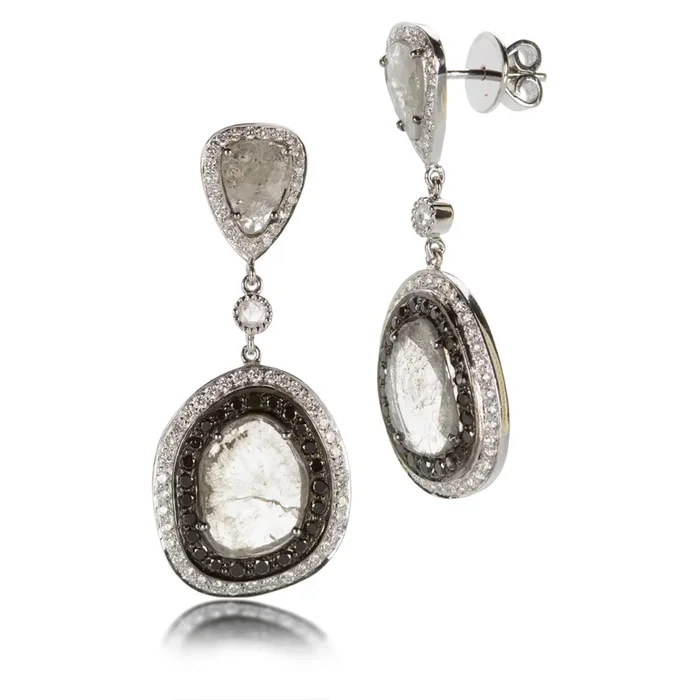 Gray Diamond Slice Earrings