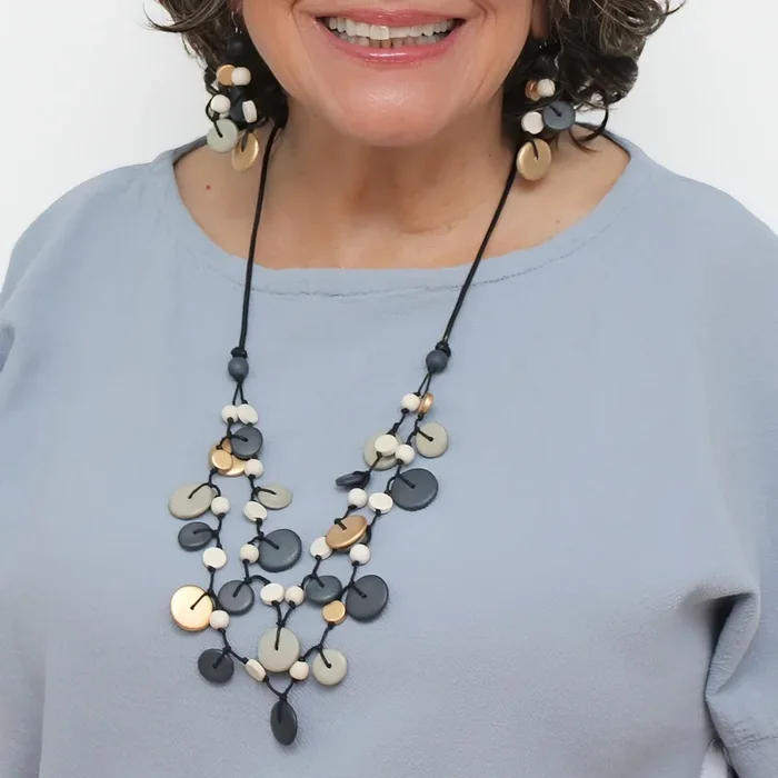 Gray Juliette Drop Double Strand Necklace