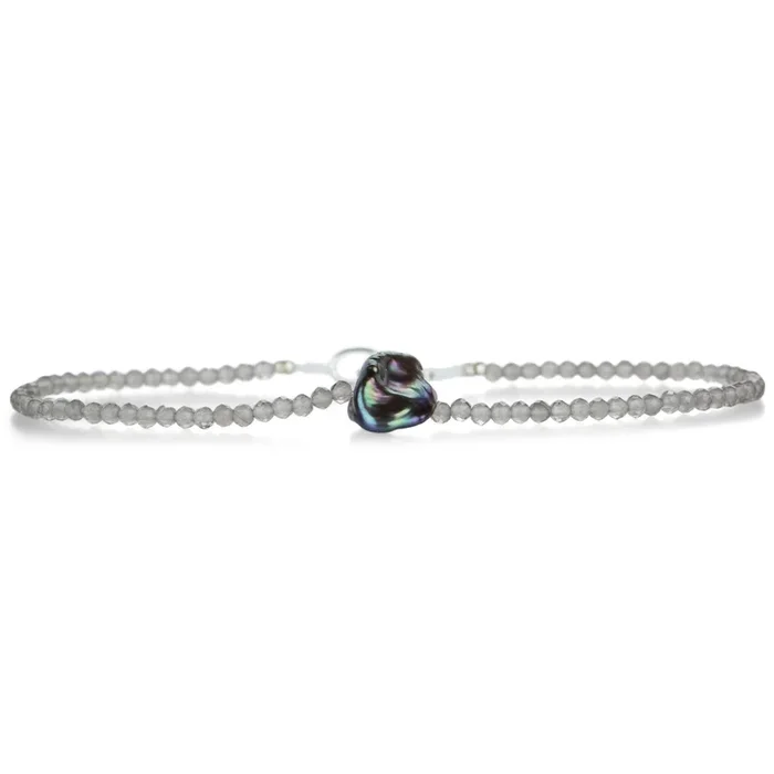Gray Moonstone and Pearl Bracelet