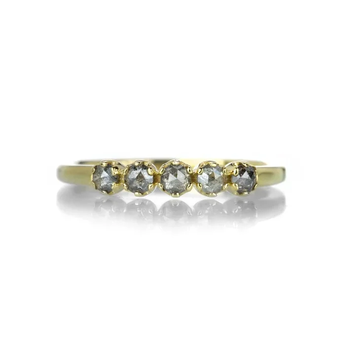 Gray Rose Cut Diamond Band