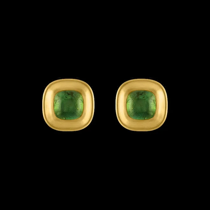 Green Tourmaline Capsa Stud Earrings