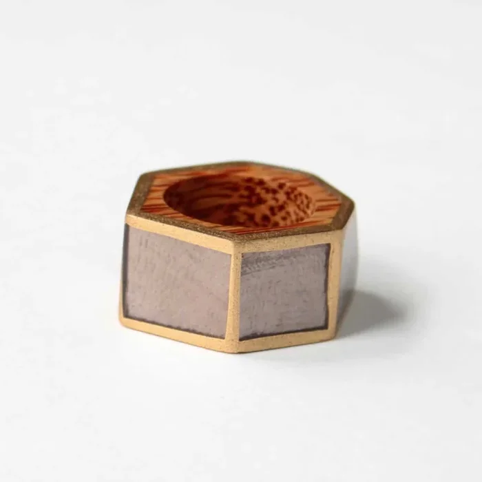 Grey and Gold Geometric Ring by Sylca