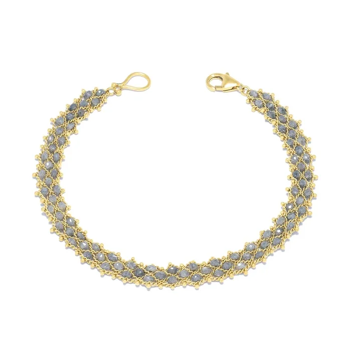 Grey Diamond Woven Bracelet in 18k Gold