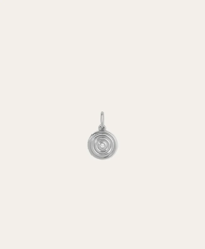 Groovy Diamond Disc Locket Mini Charm in Sterling Silver
