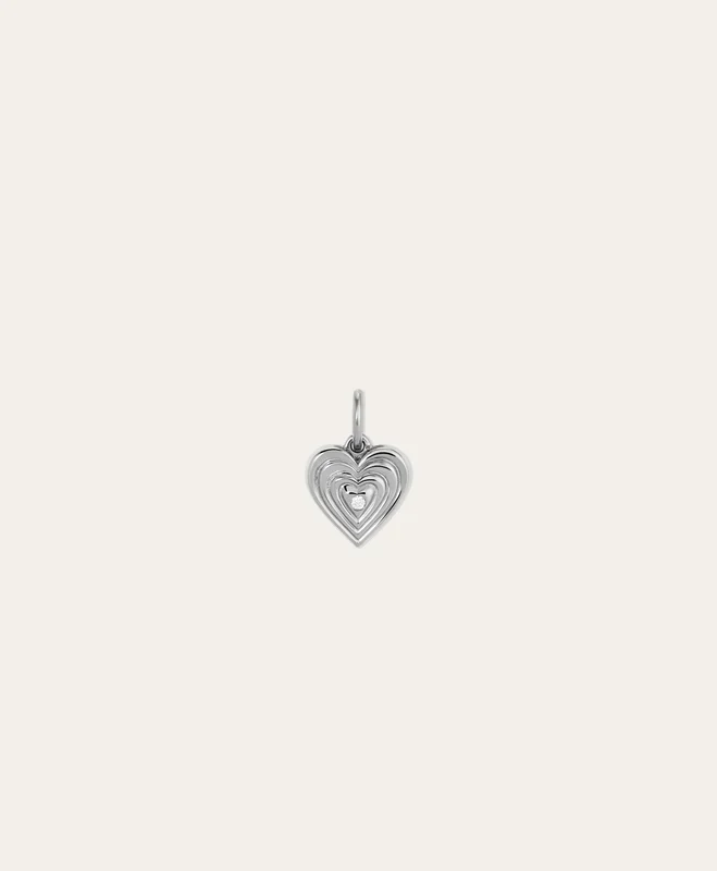Groovy Diamond Heart Locket Mini Charm in Sterling Silver