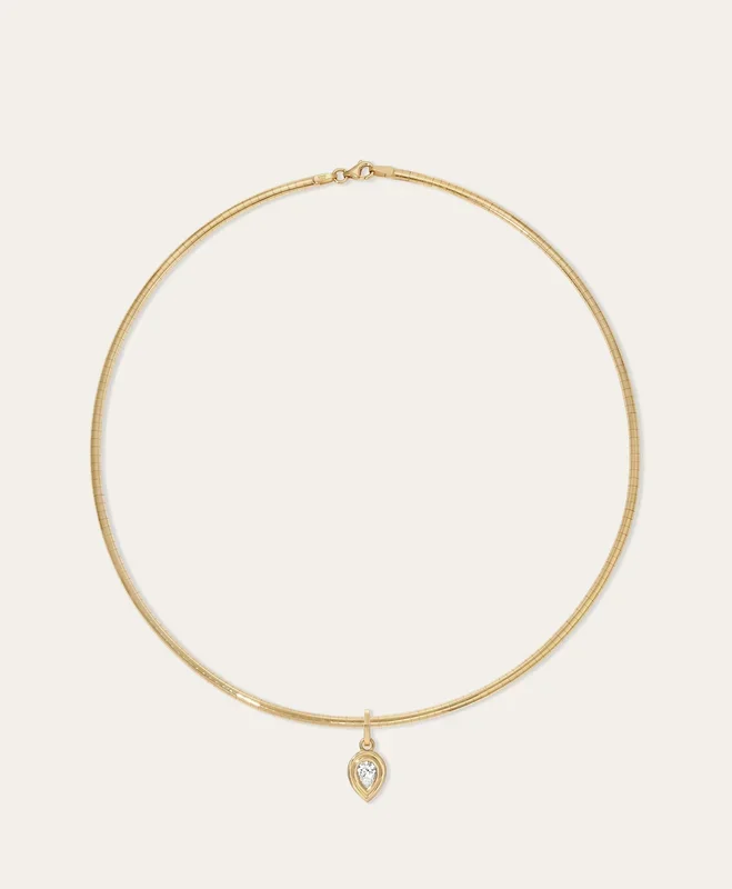 Groovy Diamond Pear Hinged Charm on Omega Chain
