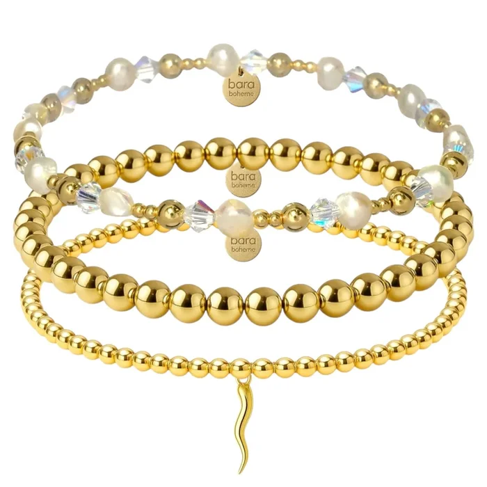 Haley | Gold Filled Beaded Bracelet Stack