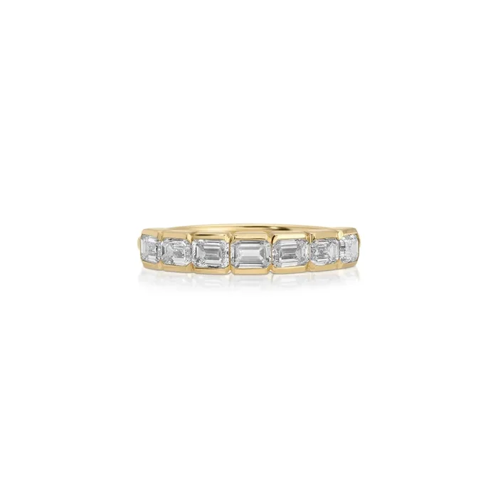 Half Bezel Emerald Cut Diamond Ring
