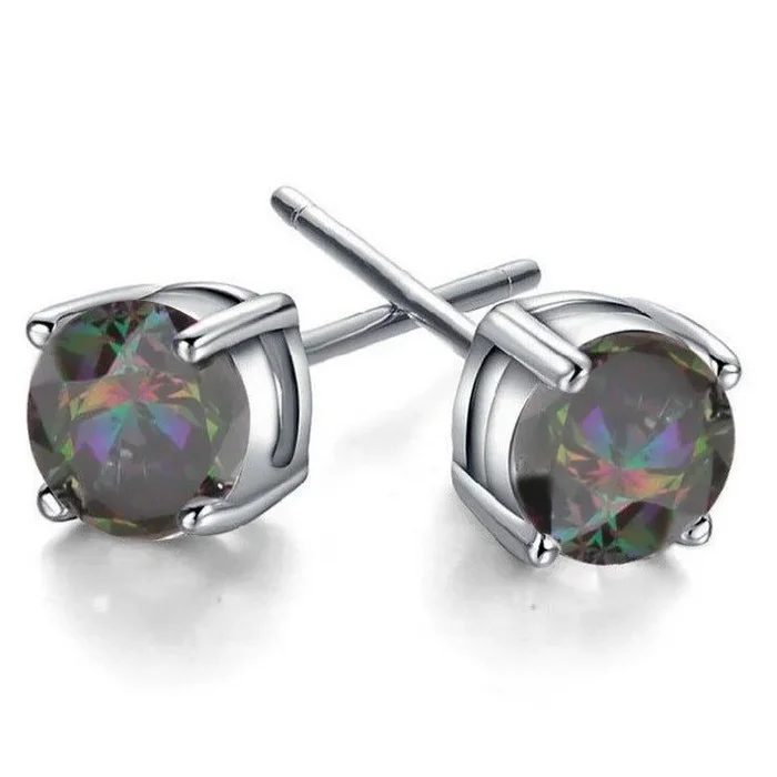 Half Carat Round Cut Topaz Stud Earrings