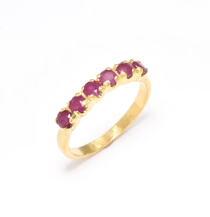 Half Eternity Ruby Ring – Natural Ruby Ring, Gold Ruby Ring