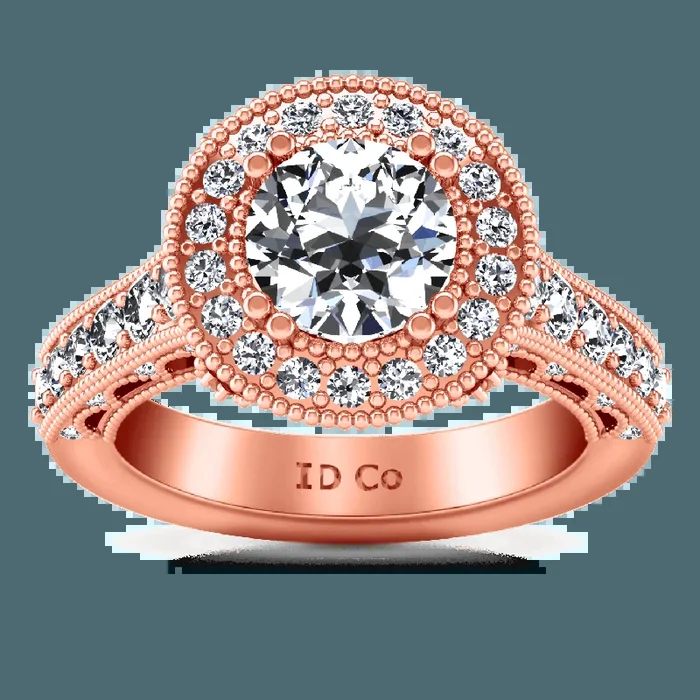 Halo Diamond Engagement Ring Angeline 14K Rose Gold