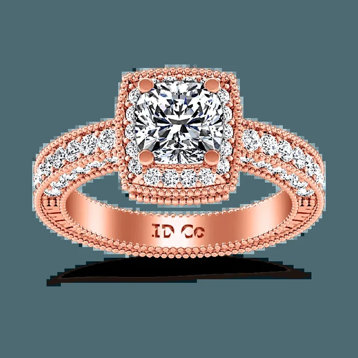 Halo Diamond Engagement Ring Danica 14K Rose Gold