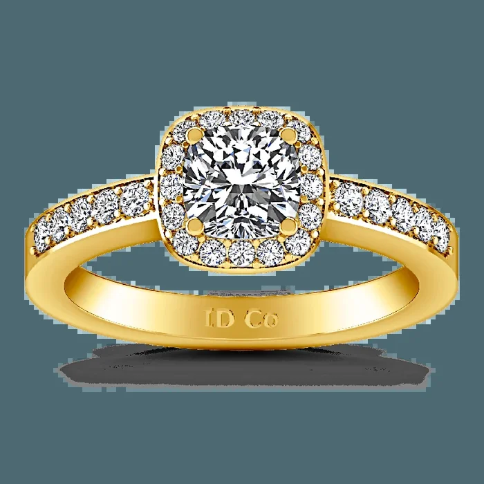 Halo Diamond Engagement Ring Eve 14K Yellow Gold