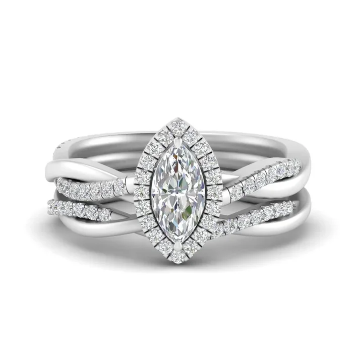 Halo Infinity Marquise Cut Diamond Bridal Set