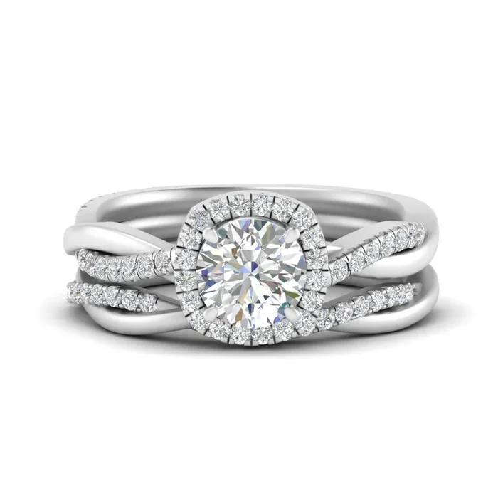 Halo Infinity Round Cut Diamond Bridal Set