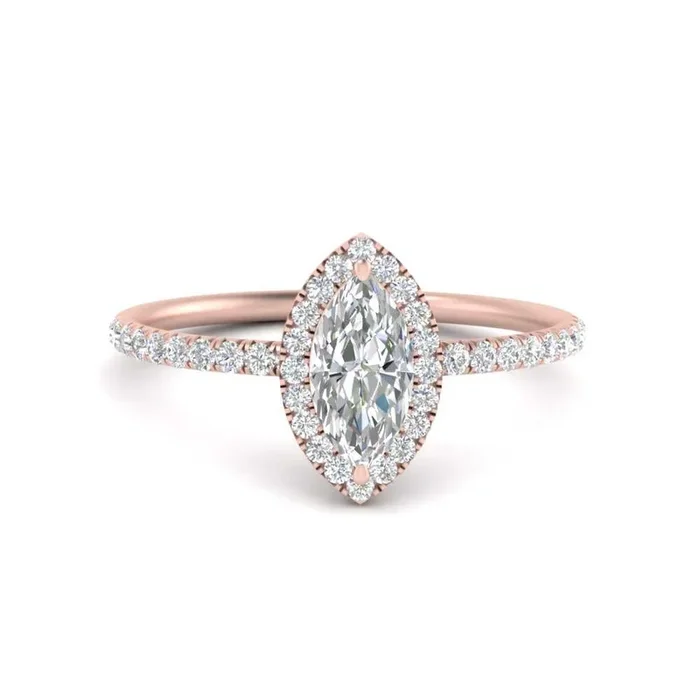 Halo Petite Marquise Diamond Ring