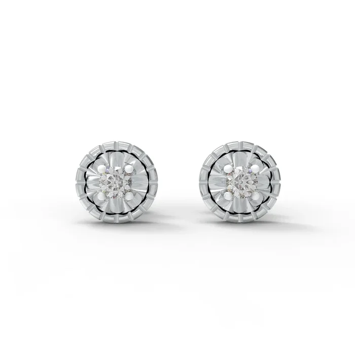 Halo Round 925 Sterling Silver Lab Grown Diamond Stud Earrings