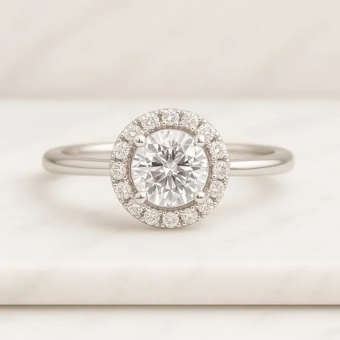 Halo Round Cut Lab Grown Diamond Engagement Ring