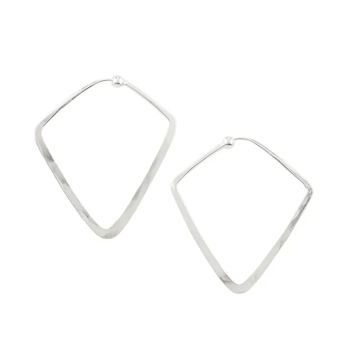 Hammered Diamond Hoops in Silver – 1 ½” – FINAL SALE