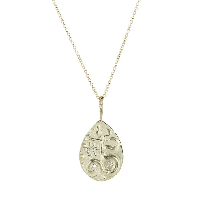 Hamsa and The Snake Artifact Pendant Necklace