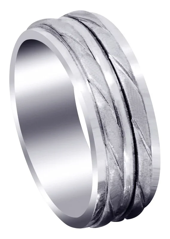 Hand Woven Mens Wedding Band | Cross Satin Finish