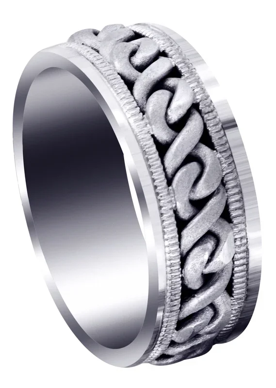 Hand Woven Mens Wedding Band | Sand Blast Finish (Braxton)