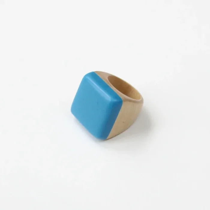 Handcrafted Blue Square Ring by Sylca