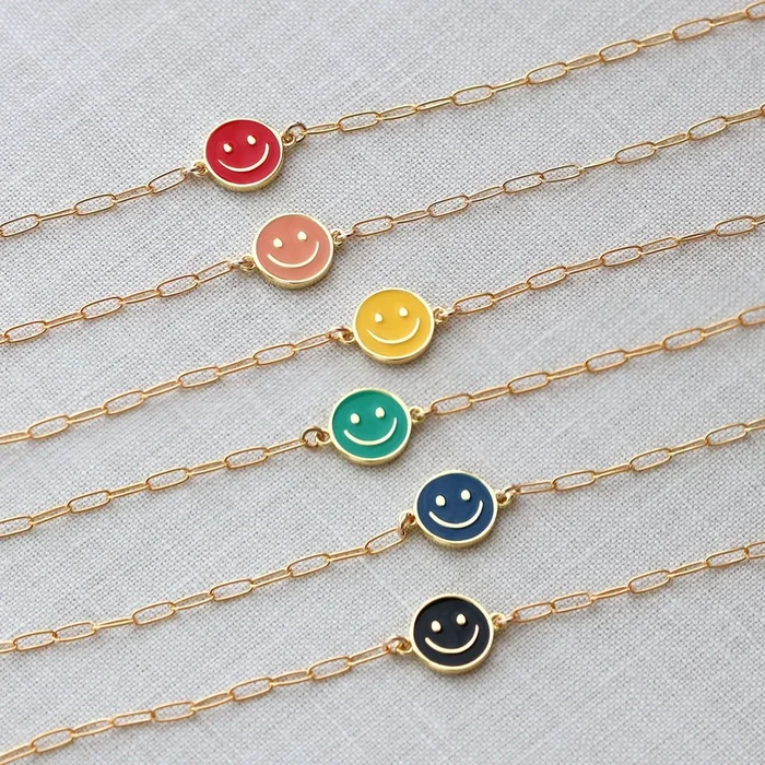 Happy Face Enamel Charm Bracelets