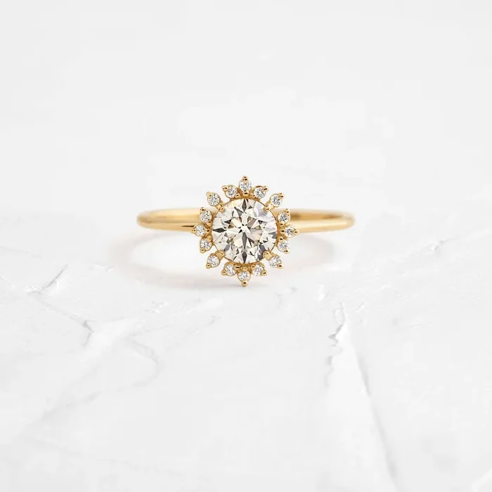 Harbor Ring, 0.7ct. Round Cut Natural Champagne Diamond