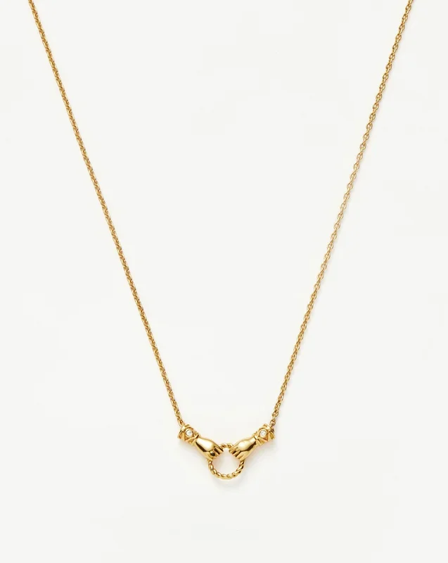 Harris Reed In Good Hands Mini Pendant Slider Necklace | 18ct Gold Plated/Cubic Zirconia & Black Onyx