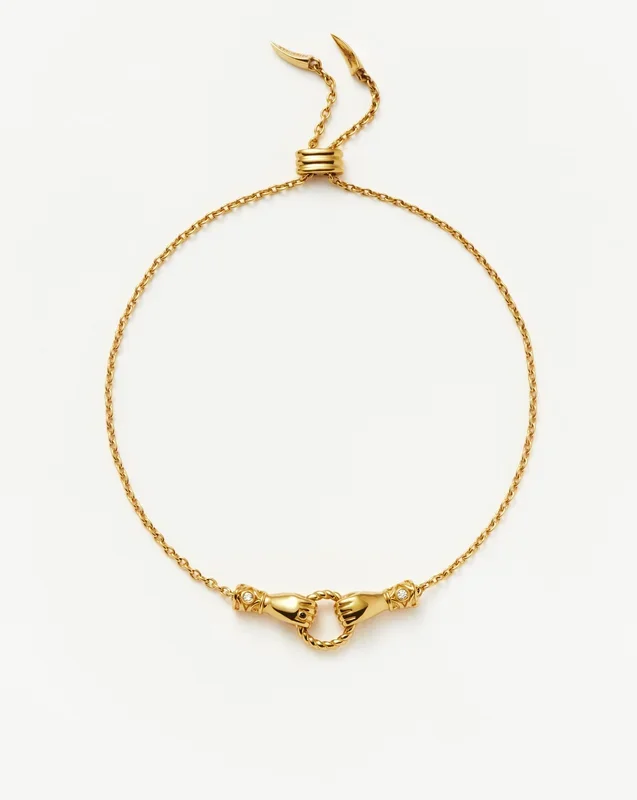 Harris Reed In Good Hands Slider Bracelet | 18k Gold Plated/Cubic Zirconia & Black Onyx