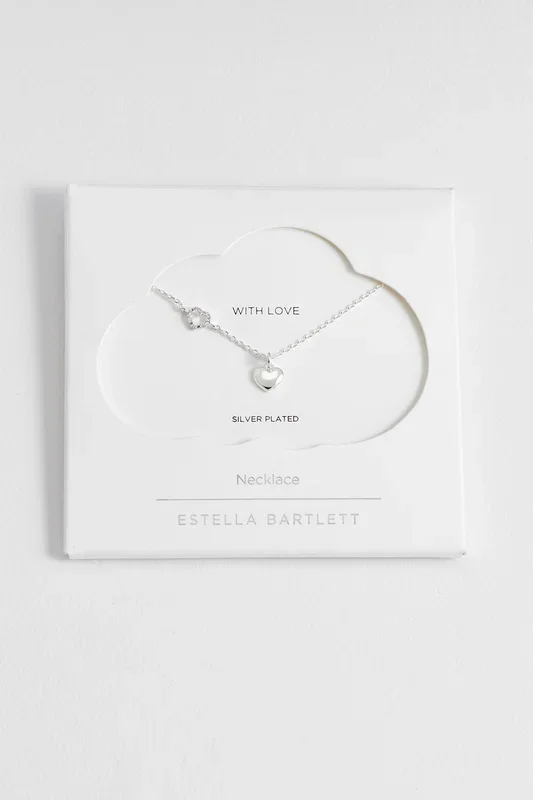 Heart Charm With Open Cz Heart Necklace