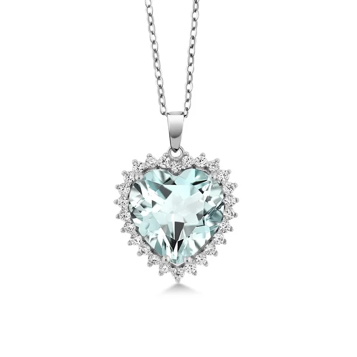 Heart Halo Pendant Necklace for Women | 925 Sterling Silver | 1/2 Inch | 12MM Heart Shape | With Complimentary 18 Inch Silver Chain | Fine Jewelry Gifts for Her Mom Women Wife