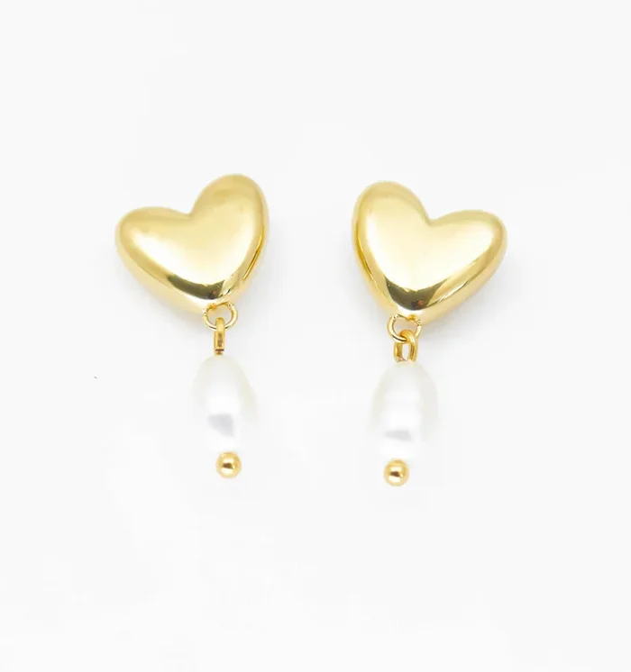 Heart Pearl Earrings