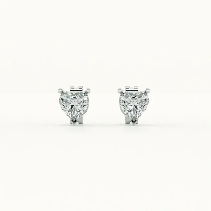Heart-Shaped Diamond 925 Sterling Silver Studs