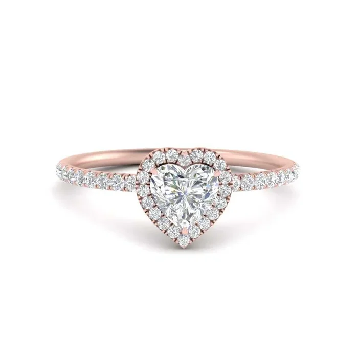 Heart Shaped Halo Engagement Ring