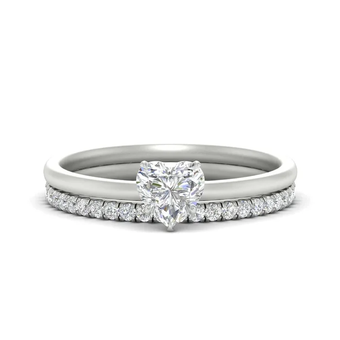Heart Shaped Solitaire Ring With Eternity Band